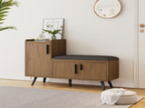 Modern Shoe Bench/ Storage Cabinet, Adjustable Storage Space for Boots or Heels, Asymmetrical Metal N896P457063N