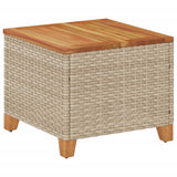 Garden Table Beige 45x45x37 cm Poly Rattan Acacia Wood 366327
