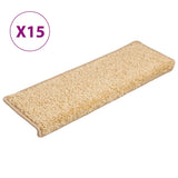 Stair Mats 15 pcs 65x21x4 cm Cream Rectangular Edge 134579