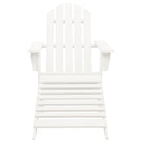 Garden Chair with Ottoman Wood White 40859