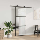 Sliding Door with Hardware Set Black 90x205 cm Tempered Glass 3375824