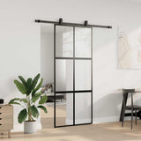 Sliding Door with Hardware Set Black 90x205 cm Tempered Glass 3375824