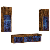 5 Piece TV Wall Units with LED Smoked Oak Engineered Wood 3216601