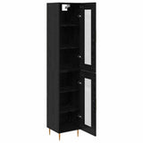 Highboard 2 pcs Black Oak Glass 3416198