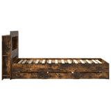 Bed Frame with Storage Smoked Oak 90 x 200 cm Engineered Wood 3434019