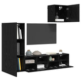 TV Wall Units 4 pcs Black Oak Engineered Wood 3402781