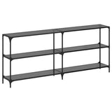 Console Table with Black Glass Top 194.5x30x81 cm Steel 846035