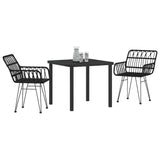 Garden Dining Set 3 pcs Black Powder-Coated Steel 3379184