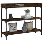 ZNTS Console Table with Shelves Smoked Oak 100x30x80 cm 837809