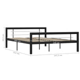 Bed Frame without Mattress Black and White Metal 140x200 cm 284553
