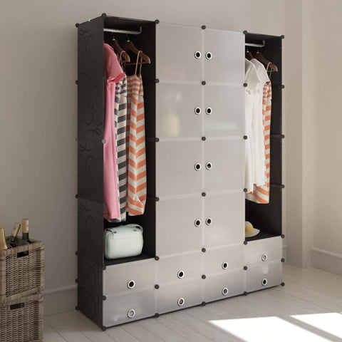 Modular Cabinet 18 Compartments Black and White 37x146x180.5 cm 240501