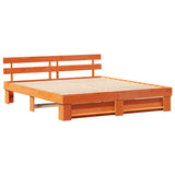 Bed Frame with Headboard Brown 180 x 200 cm Solid Pine Wood 3385675