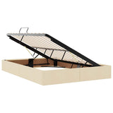 Storage Bed with Mattress Creme 140 x 200 cm Fabric 3370020