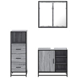 3 Piece Bathroom Furniture Set Grey Sonoma Engineered Wood 3301028