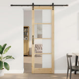 Sliding Door Natural and Black 78 x 232 cm 3332387