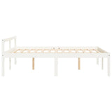 Bed Frame White Solid Pine wood 140x190 cm Wooden Bed Frame 810595