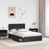 Storage Bed with Headboard Black 135 x 190 cm Engineered Wood 3412284