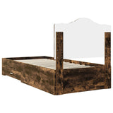 Bed Frame with Headboard Smoked Oak 90 x 200 cm Engineered Wood 3413652