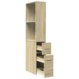 Narrow Bathroom Cupboard with Wheels Sonoma Oak Engineered Wood 855297