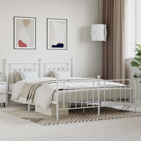 Metal Bed Frame without Mattress with Footboard White 180x200cm 353608