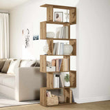 Room Divider Bookcase 6-Tier Artisan Oak 70x24x193 cm Engineered Wood 858092