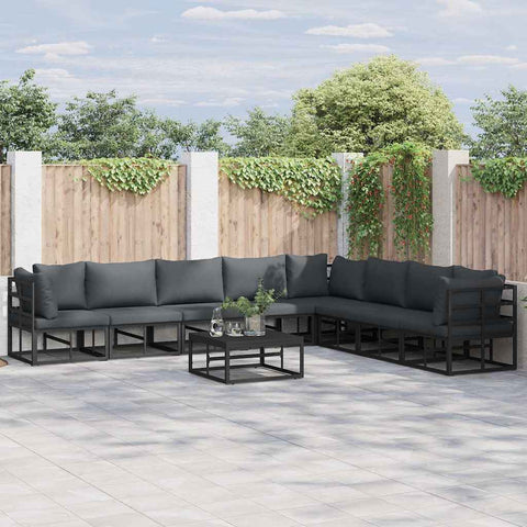 Garden Sofa Set with Cushion Black Aluminium 3378874