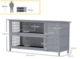 Rabbit Hutch Outdoor Guinea Pig Hutch Bunny Cage with No-Leak Trays, Divider, 136 x 50 x 93cm, Grey T3398P548529
