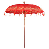 Balinese Parasol with Base 260 220 x 220 x 295 cm Red and Brown 3433025