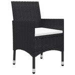 3 Piece Garden Dining Set with Cushions Black 3095890