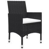 3 Piece Garden Dining Set with Cushions Black 3095890
