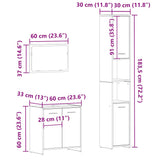 3 Piece Bathroom Furniture Set Artisan Oak Engineered Wood 3328562