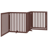 Dog Gate with Door Foldable 4 Panels Brown 320 cm Poplar Wood 352267