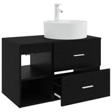 Bathroom Furniture Set 2 pcs Black Oak Engineered Wood 3403905