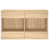 TV Wall Cabinet with LED Lights Sonoma Oak 98.5x30x60.5 cm 837108