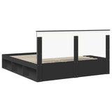 Bed Frame with Headboard Black 180 x 200 cm Solid Pine Wood 3409319