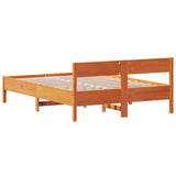 Bed Frame without Mattress Wax Brown 140x200 cm Solid Wood Pine 842753