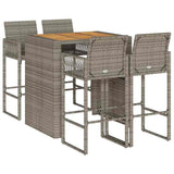 Garden Bar Set Grey PE rattan, powder-coated steel, solid acacia wood 3328888