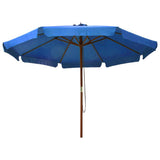 Garden Parasol with Wooden Pole 330 cm Azure 47219