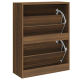 Shoe Cabinet Brown Oak 63x24x81 cm Engineered Wood 342563