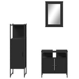 ZNTS 3 Piece Bathroom Furniture Set Black Engineered Wood 3214815