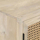 Sideboard 60x35x70 cm Solid Mango Wood and Natural Cane 323508
