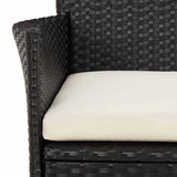 3 Piece Garden Bistro Set with Cushions Black Poly Rattan 3187436