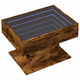 Coffee Table with LED Smoked Oak 70x50x45 cm Engineered Wood 847536
