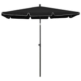 Garden Parasol with Pole 210x140 cm Black 315549