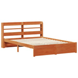 Bed Frame with Headboard Wax Brown 150 x 200 cm Solid Pine Wood 3422769