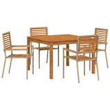 Garden Dining Set 5 pcs Beige Solid Acacia Wood 3365534
