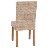Dining Chair 2 pcs Natural 45 x 54 x 93 cm Solid Mahogany Wood 42012422