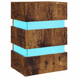 LED Bedside Cabinet Smoked Oak 45x35x67 cm Engineered Wood 326848