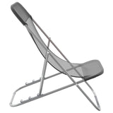 Folding Beach Chairs 2 pcs Grey Textilene&Powder-coated Steel 360190