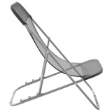 Folding Beach Chairs 2 pcs Grey Textilene&Powder-coated Steel 360190